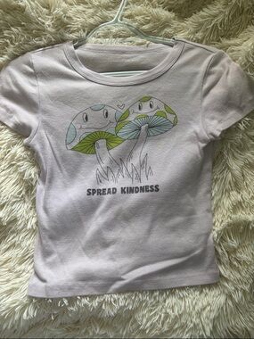 American Eagle Outfitters Lavender Short-Sleeve 'Spread Kindness' Mushroom Tee